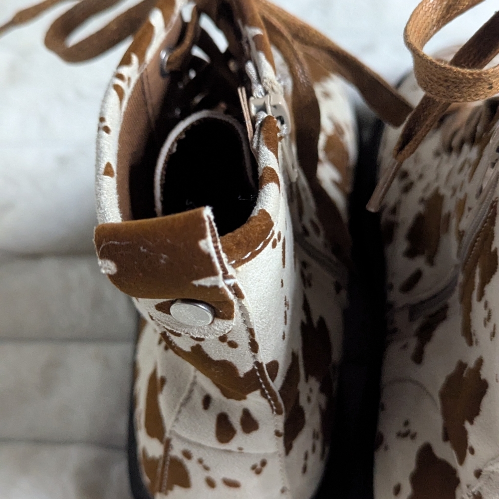 Cow Print Lace-Up Boots - Picture 11 of 11